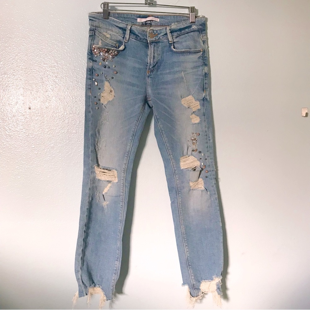 Zara jeweled skinny jeans